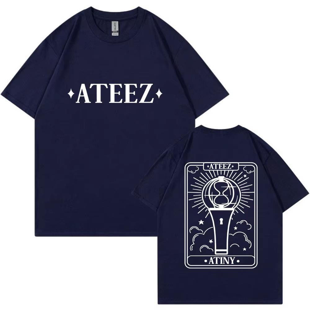 Korean ATEEZ The World Ep Fin Will Tour T Shirts Fashion Harajuku T Shirt Men Women Hip Hop Loose Cotton T-shirt Kpop Streetwear