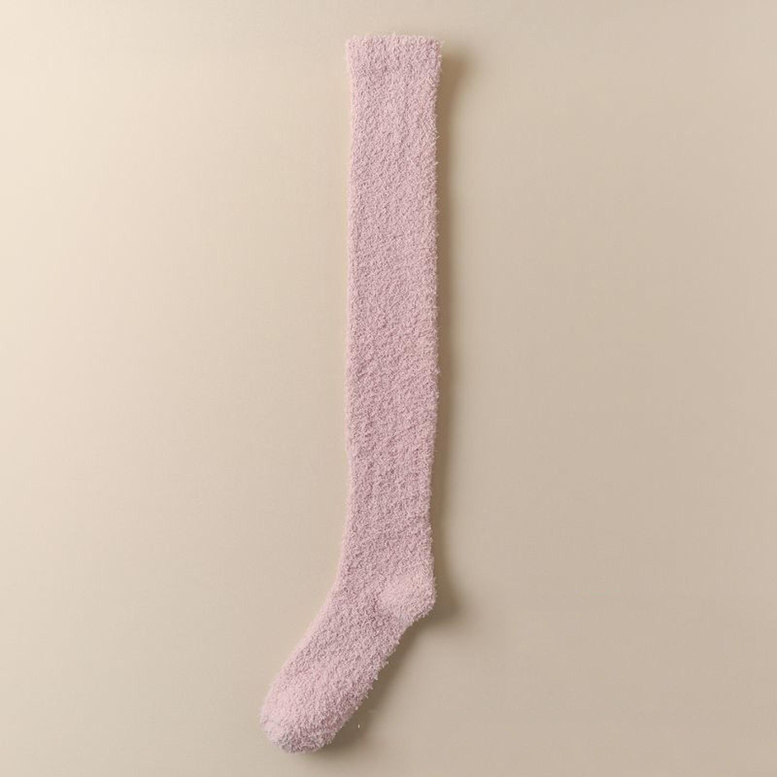 

Женские зимние чулки цвета кораллового бархата, очень толстые, для сна дома, выше колена One Size