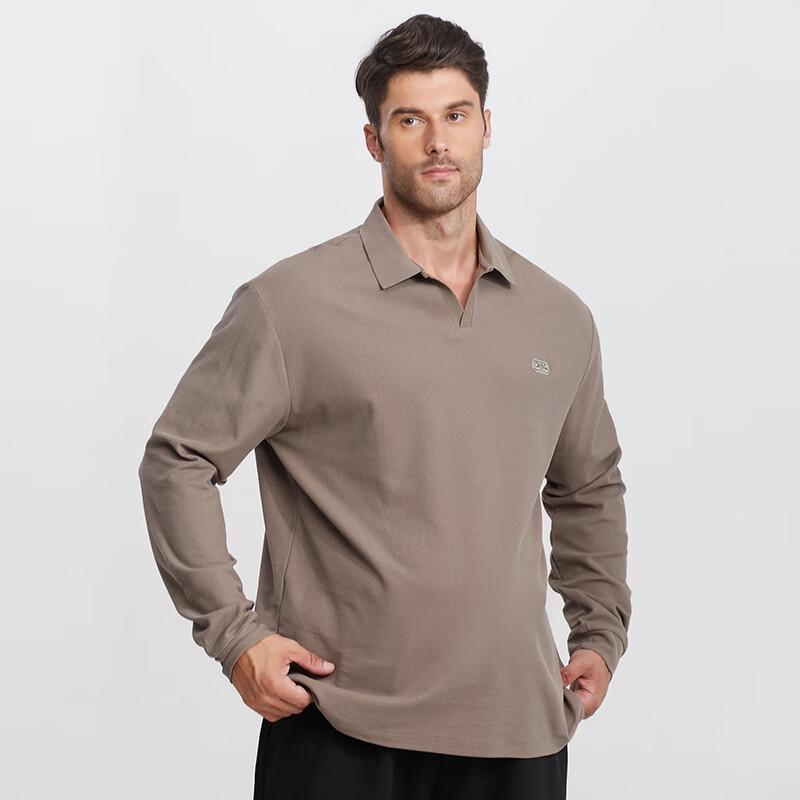 Men's Plus Size Long Sleeve V-Neck Polo Shirt