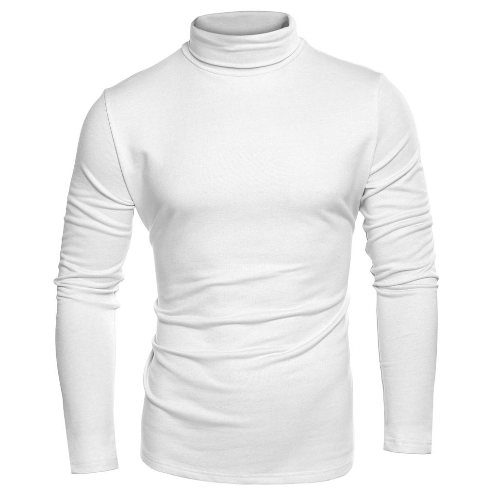 Herren Frühling und T-Shirt Einfarbige Langarm Halbhoher Kragen Pullover