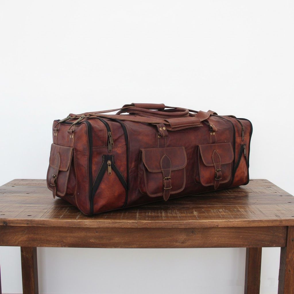 Bolso de viaje de cuero Duffel Weekender Gran Gimnasio Duffle Overnight Equipaje de mano