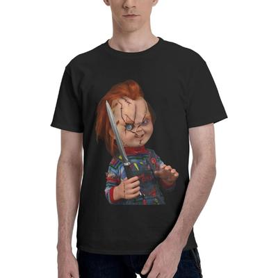 UNTeewan Ανδρικό T-shirt με Στρογγυλή Λαιμόκοψη Κοντομάνικο Bride of Chucky Softstyle Βαμβακερό Εσώρουχα Μπλούζες Καλοκαίρι Μαύρο Αθλητικό T-shirt(12)