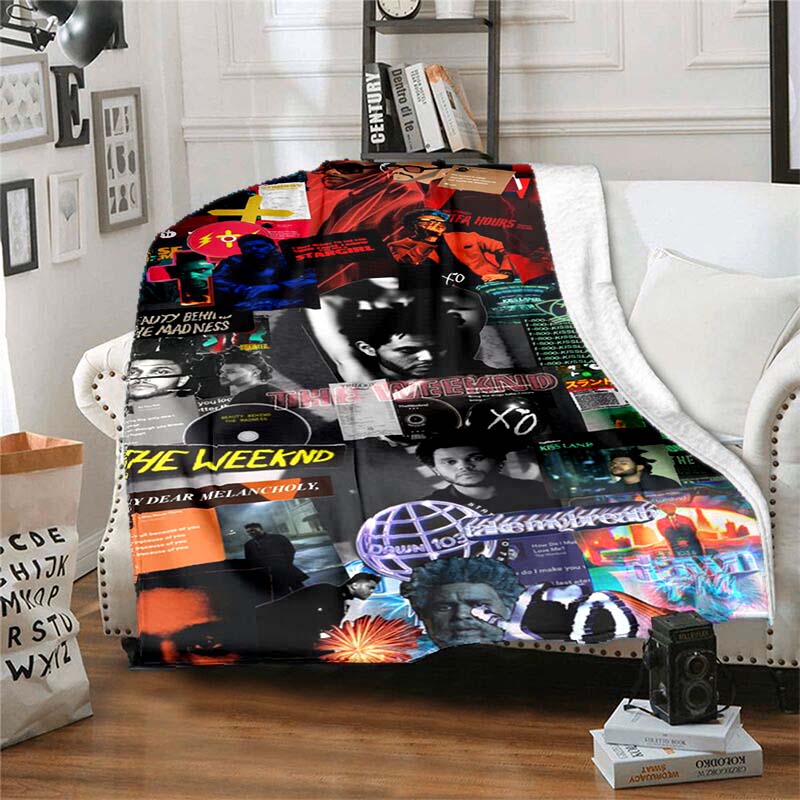 The customizable T-The Weeknd flannel soft blanket is suitable for home, bedroom, bed, sofa, travel, and children's use.