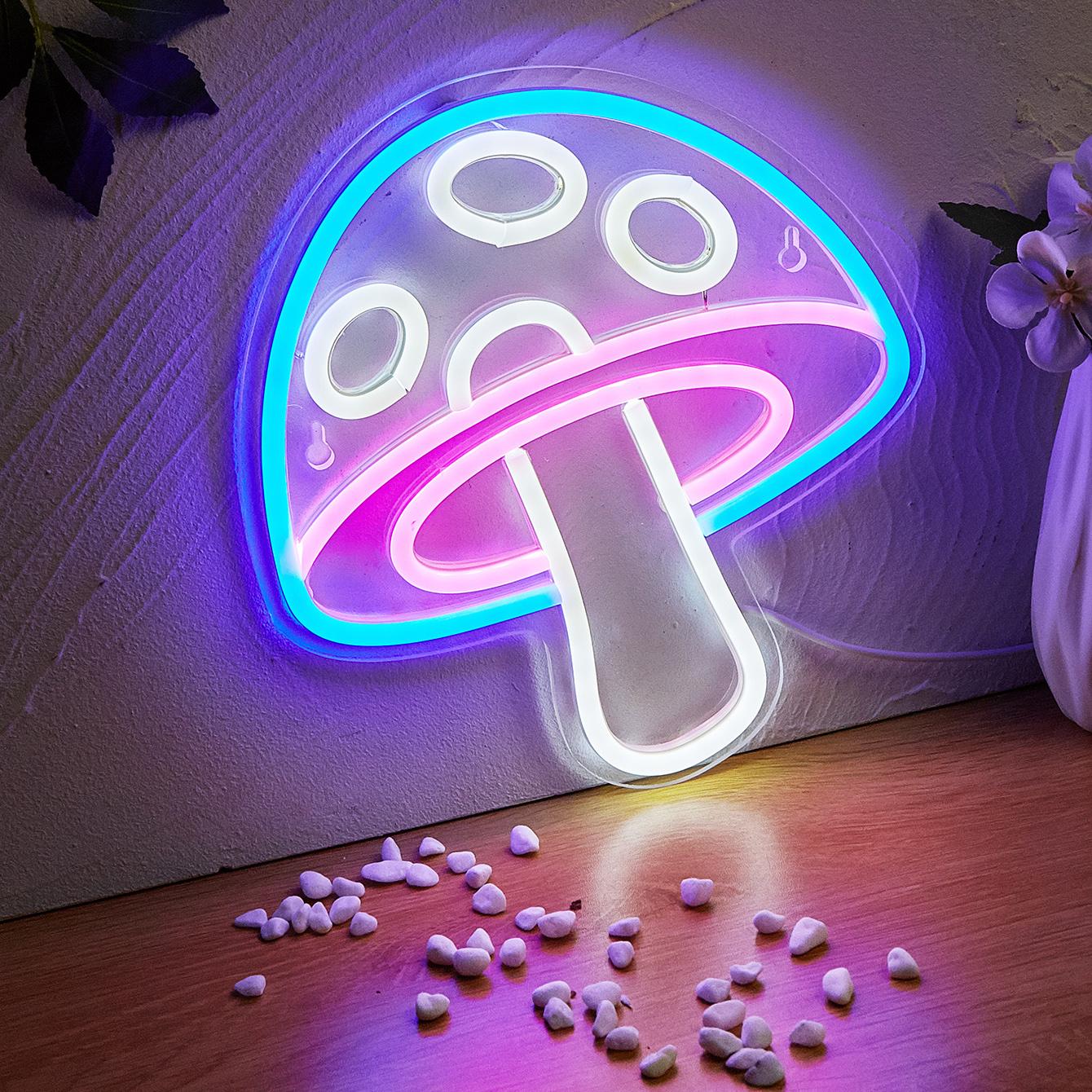 

Chi-buy LED Neon Mushroom USB Powered Neon Signs Decor Lamp Signs Birthday Gift Wall Art For Bedroom Room Bar Shop 5w