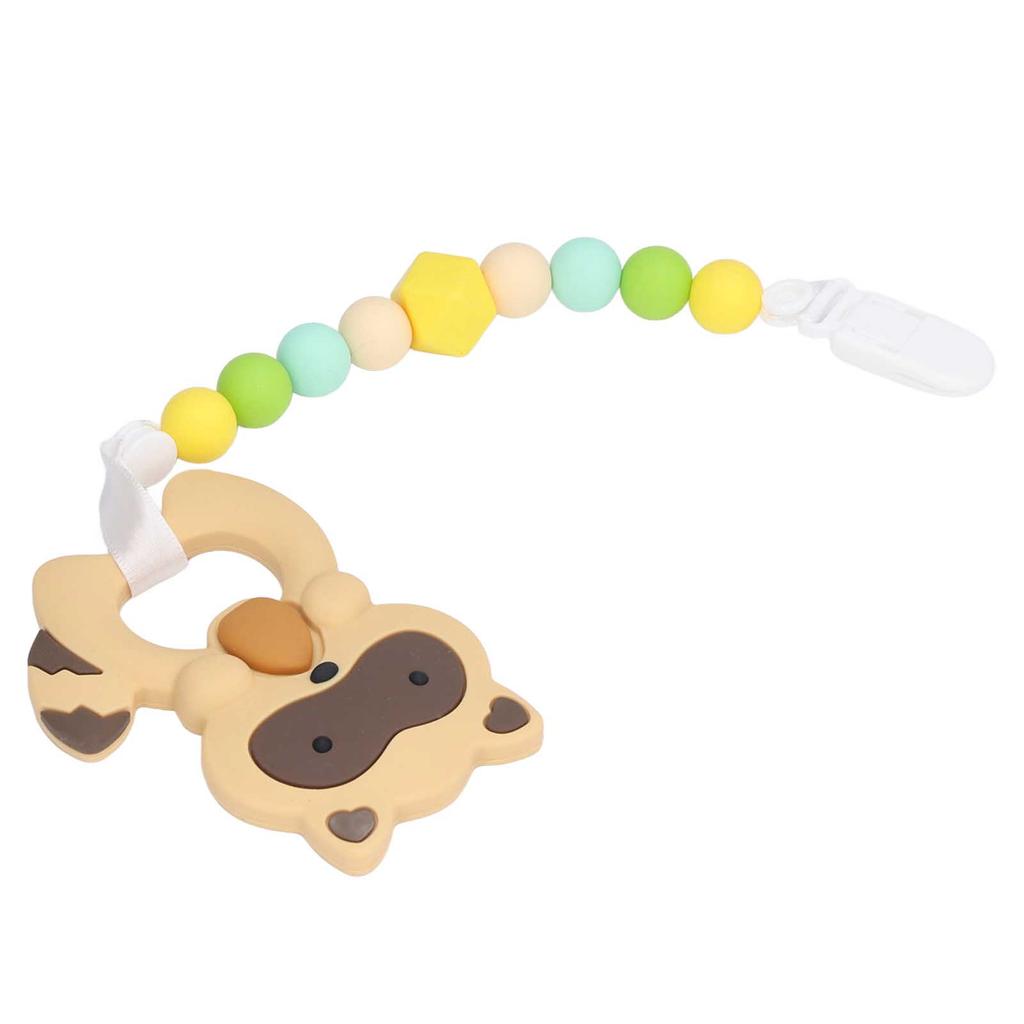 Baby Cartoon Teething Toy Food Grade Silicone Infant Chew Toy Shape and Chain Design