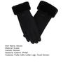1 Pair Letter Logo Anti-slip Windproof Solid Color Suede Gloves Women Winter Fluffy Cuffs Touch Screen Driving Gloves