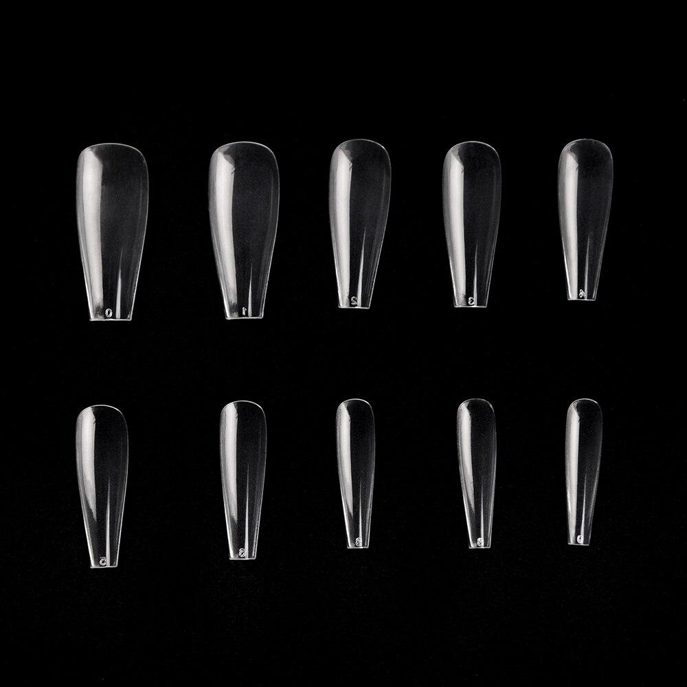 kads 500pcs False Nail Tips Ballerina 3 Colors/Box Nail Coffin Shaped Tips Long Full Cover Fake Nails Art Manicure 10 Size Clear