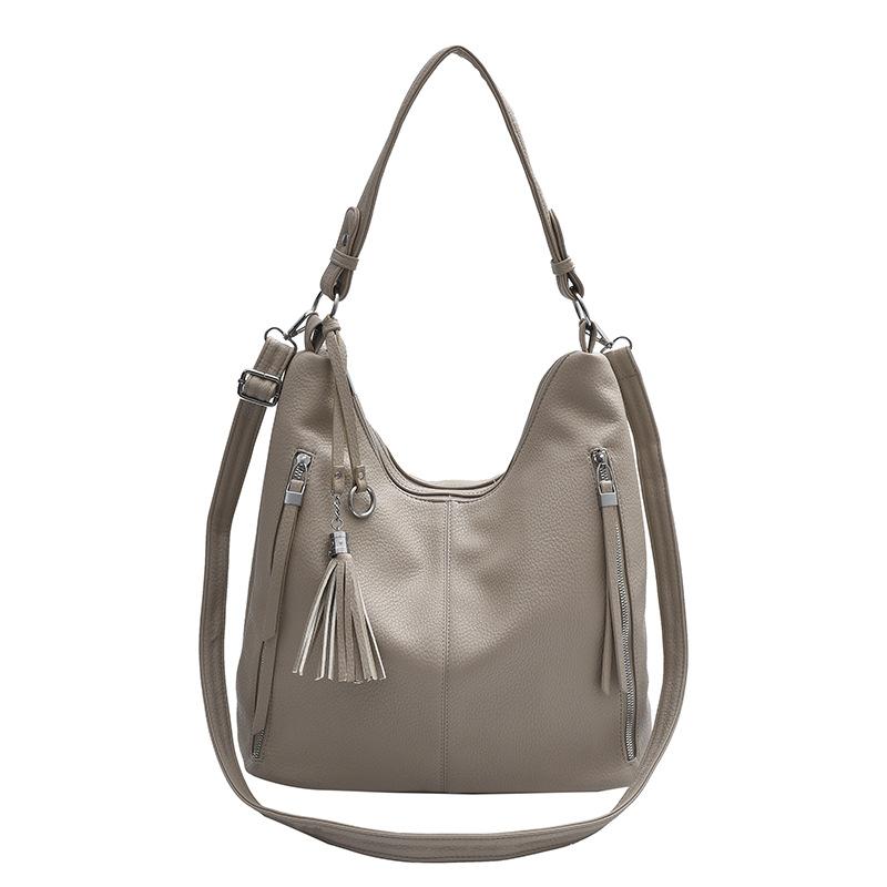 Women Double Zipper Decor Tote Bag New Fashion Versatile One Shoulder Underarm Bag Autumn Winter Large Capacity Crossbody Bag