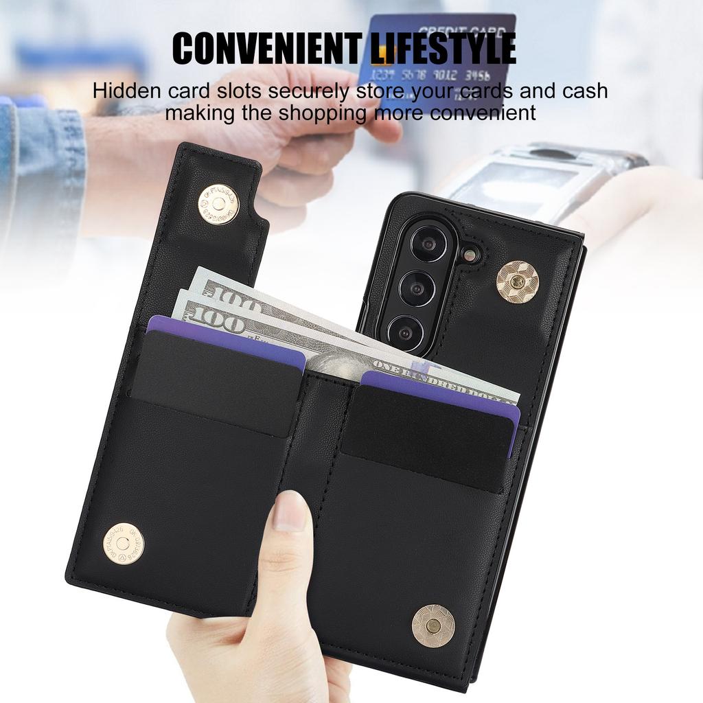 Fold7 Ring+bracket Phone Case for Samsung Galaxy Z fold 7 6 5 4 3 Double Buckle Card Holder Wallet Diamond Grid Pu Leather Cover