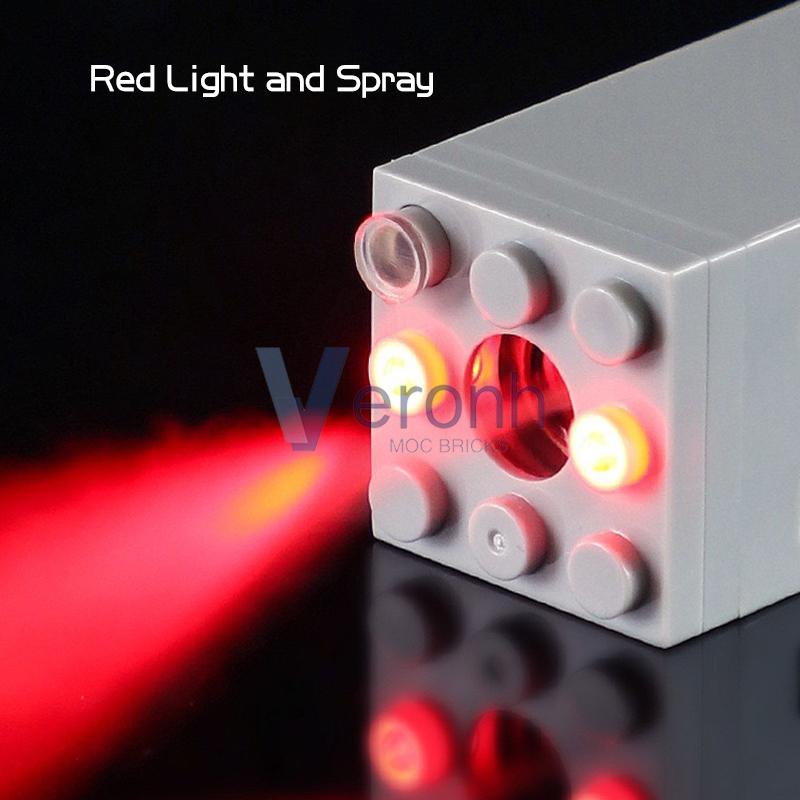 Technical Spray Exhaust Red Light Modified Unit Building Blocks Compatible MOC Supercar Train Castle Military Series Bricks Toys