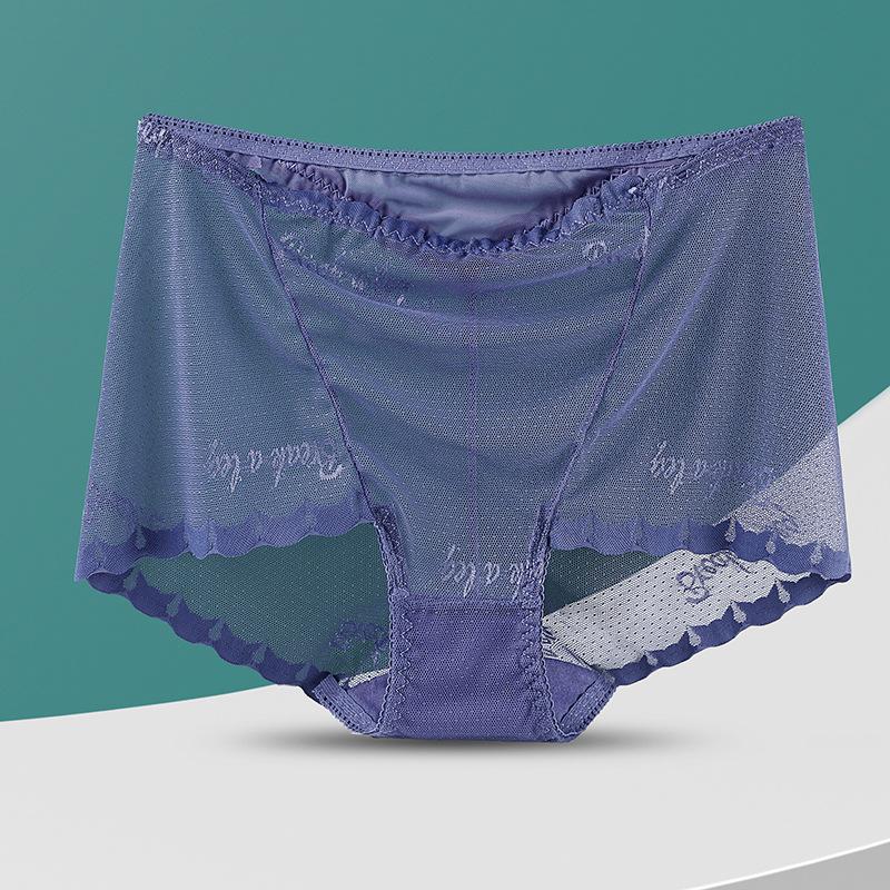 Große Größe Damen Sommer Dünn Modisch Spitze Netzgarn Transparent Bauchweg Hüfte Hohe Taille Dreieck Slips