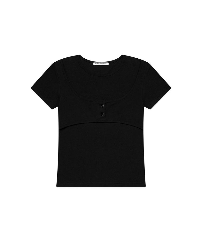 THREE TO EIGHTY Mock Bustier Layer Tee Black
