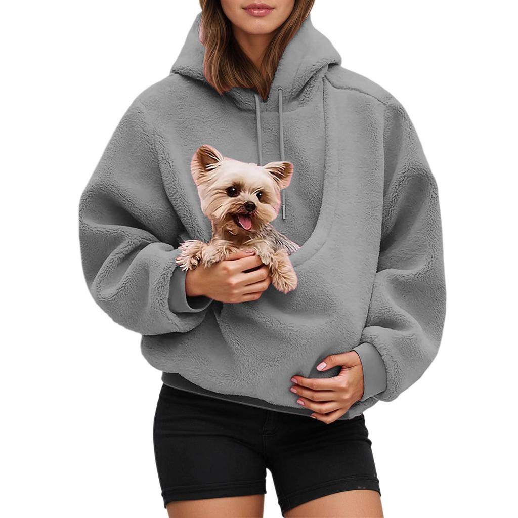 Pocket Style Pet In One Double-sided Plush Loose Fitting Hooded Sweatshirt For Both Men And Women