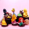 8pcs Cute Q Version  Princess GK Model Kids Charm Toy Gifts The Little Mermaid Long Hair Princess Collectible Cartoon Doll