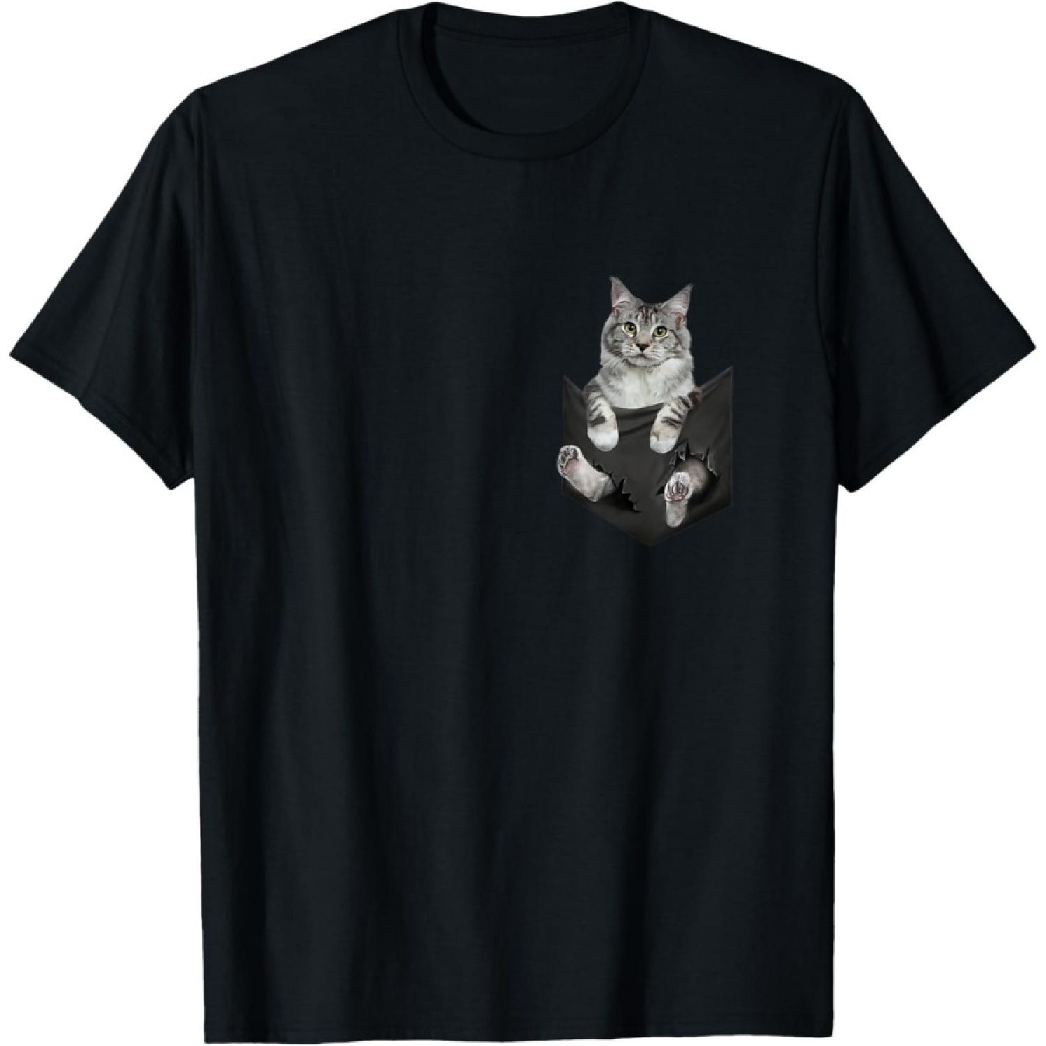 Cat Lovers Gifts Maine Coon in Bag Men Women Kids T-Shirt S чёрный