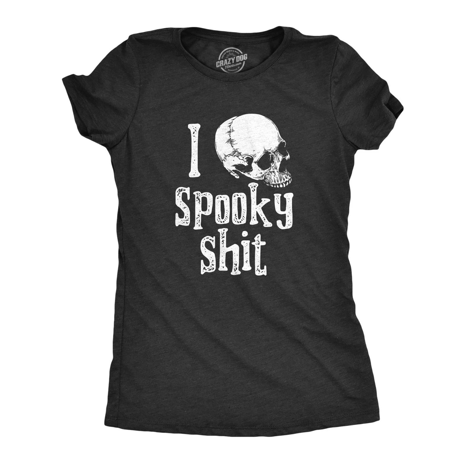 Womens I Love Spooky  T Shirt Funny Scary Halloween Lovers Tee for Ladies M