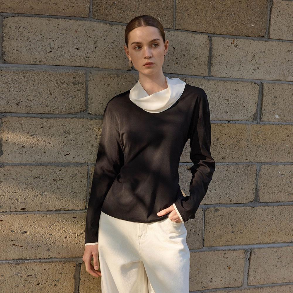 Waiwaiaiem Yy_Slim Contrast Color Design Top