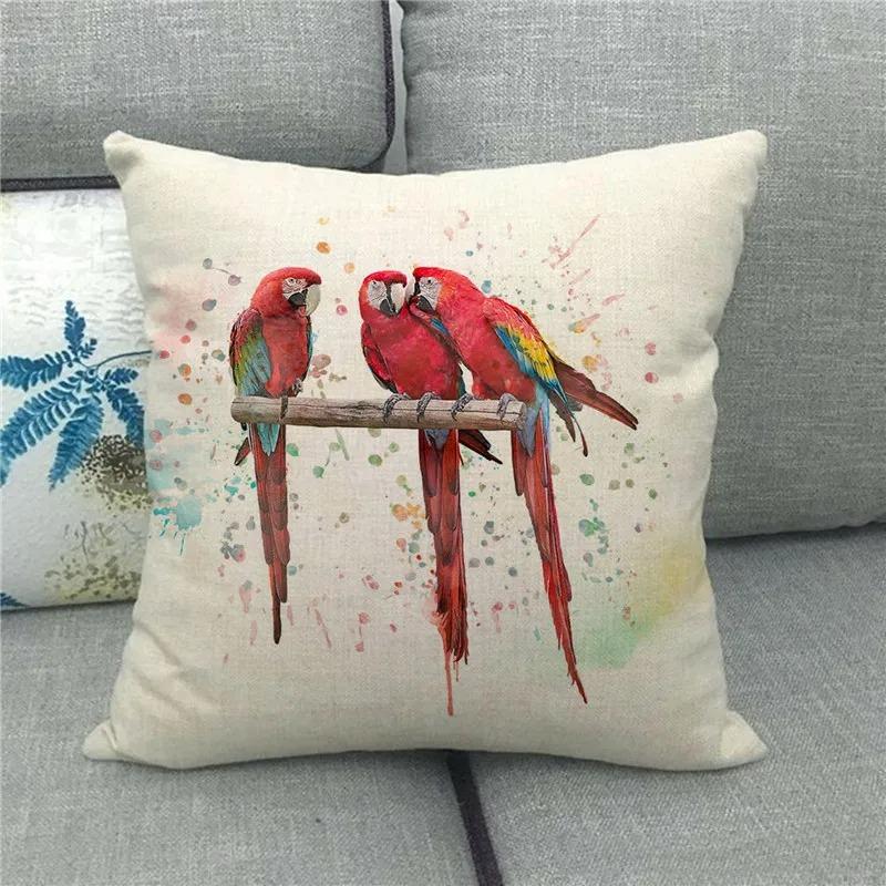 

Home Decor Colorful Birds Print Decorative Throw Pillow Pattern Cushion Cover Suitable For Sofa Bedroom Car Pillow Cover 16x16Inch