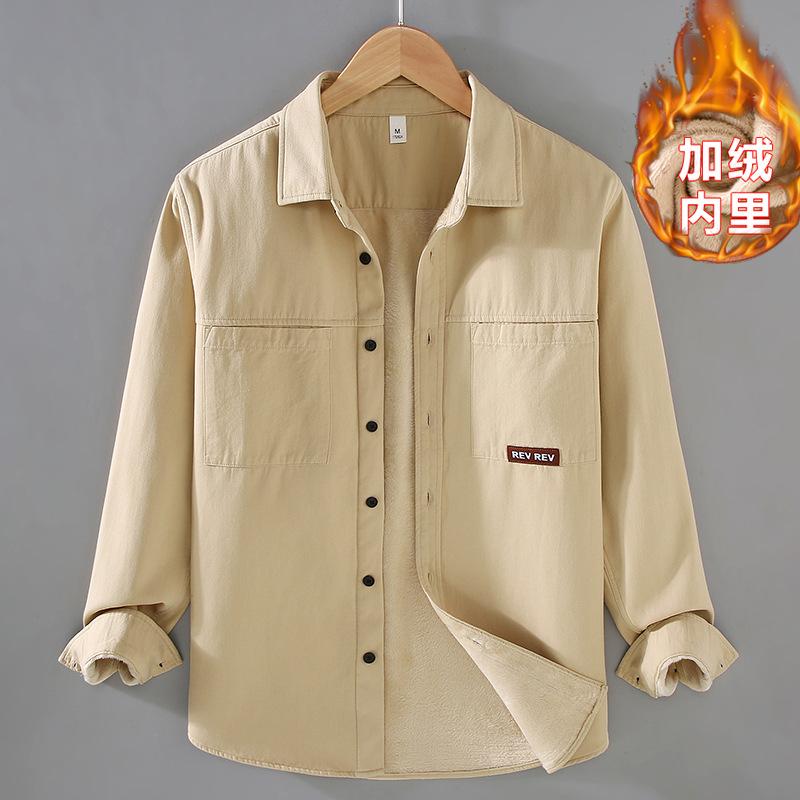 

Зимний новый стиль с толстой бархатной рубашкой с длинным рукавом для мужчин, свободная и модная рабочая одежда, квадратный вырез, повседневная куртка большого размера для XXXL 82-90kg