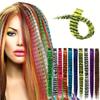Stripe Printed Clip in Hair Extensions Colorful Wig Hairpieces Christmas Hair Highlights  Girls