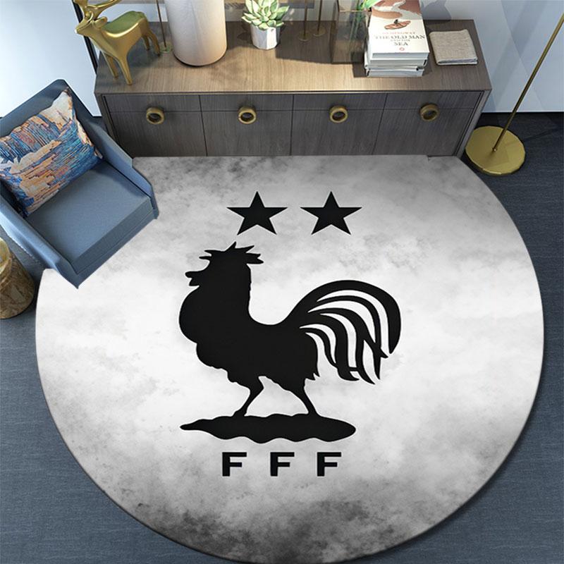 France Football Logo Round Rug, Non Slip Washable Circular Carpet For Living Room Bedroom Playroom, Sports Fan Decor, Holiday Birthday Gift