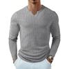 Gestreiftes Herren-Langarmshirt mit V-Ausschnitt, schmaler Passform, lässig für Outdoor-Sportarten