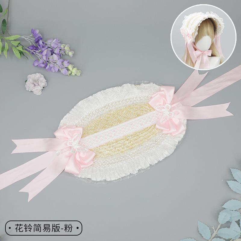 

Капелюшок лоліти квітка дзвіночок ручної роботи Ponet багатоколірний оригінальний дизайн ідилічний капелюх лоліти солом яний жіночий