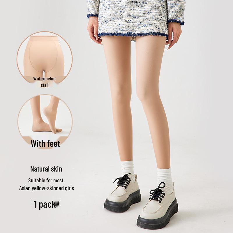 BONAS Women's Nude Velvet Fleece-Lined Pantyhose - Thick, Warm Leggings for Spring and Autumn