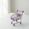 Model Shopping Cart Storage Metal Desktop Stationery Holder Toy Trolley Container  Girls