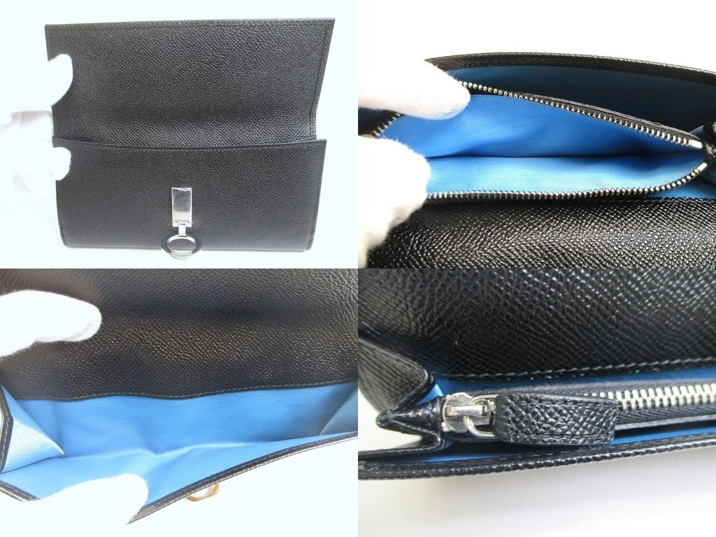 Authentic BVLGARI Black Leather Logo Clip Flap Long Wallet #a719  Refurbished