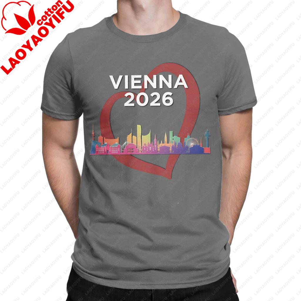 Unisex Eurovision Song Contest 2026 Printed Tee Vienna Austria Host City Music Fan Casual Streetwear Top