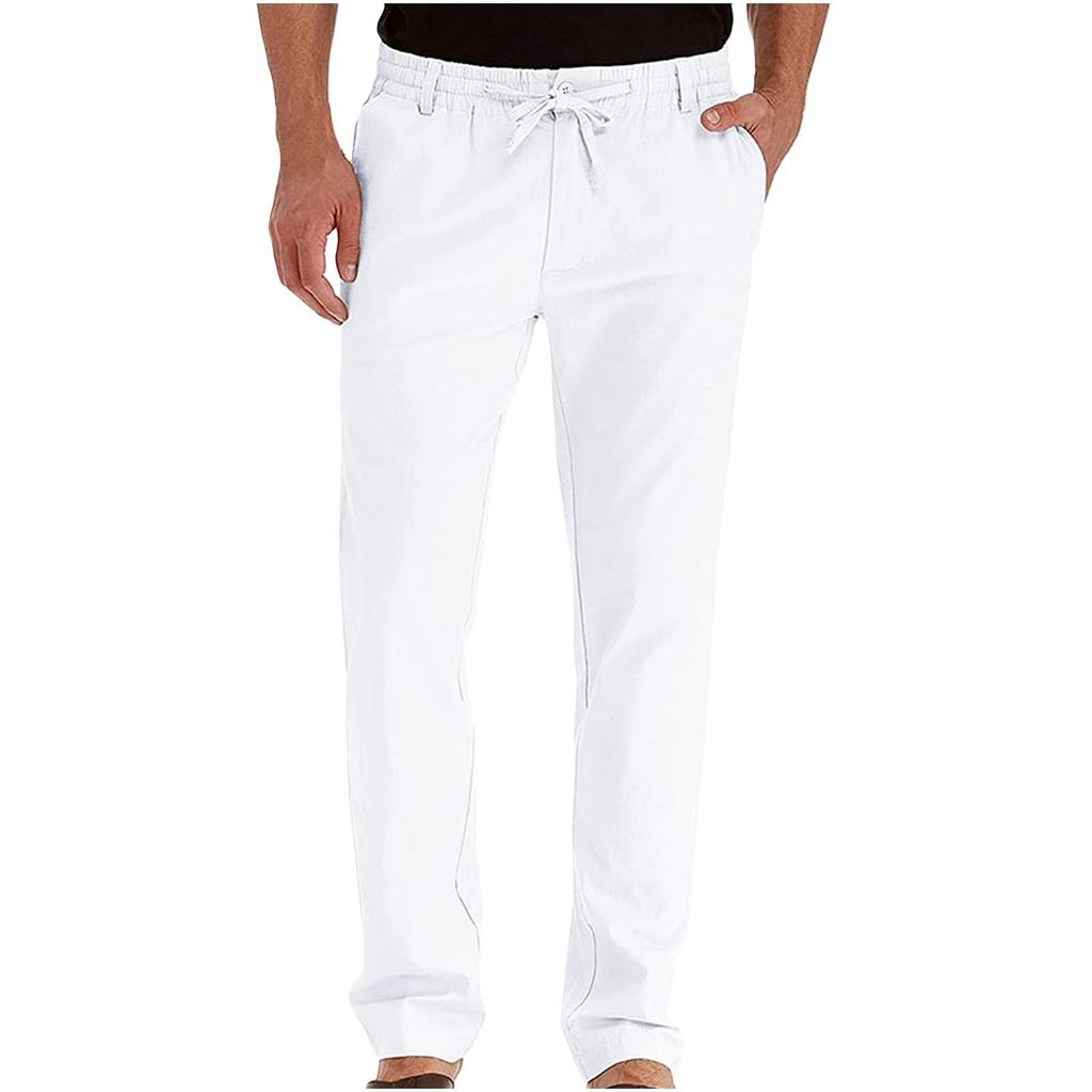 Macacão masculino com cordão, calças casuais com vários bolsos, calças de caminhada, calças de sarja de algodão