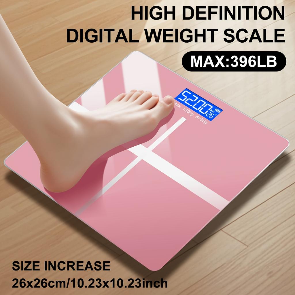 High-Precision Digital Scale: 396lb/180kg Capacity Large LCD Low Battery Indicator Easy-Clean Platform for Home, Gym, Office