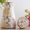 Pure Copper Bedroom Bottle with Inbuilt Glass - Floral Design, Drinkware & Serveware, Perfect for Home, Office, and Gifting, Volume- 950 ML