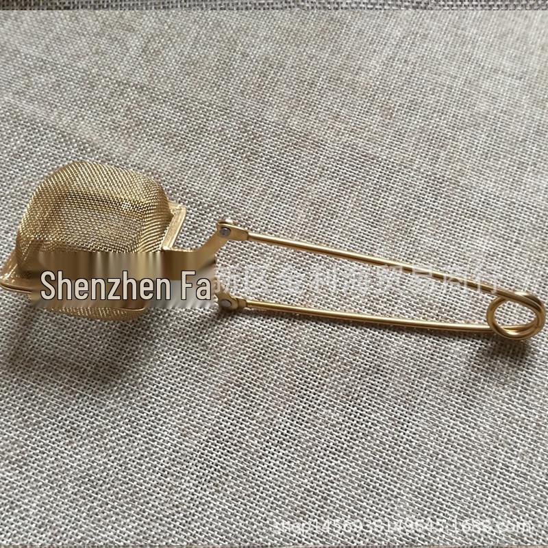 304 Stainless Steel Tea Infuser with Square Mesh Handle - Gold and Silver