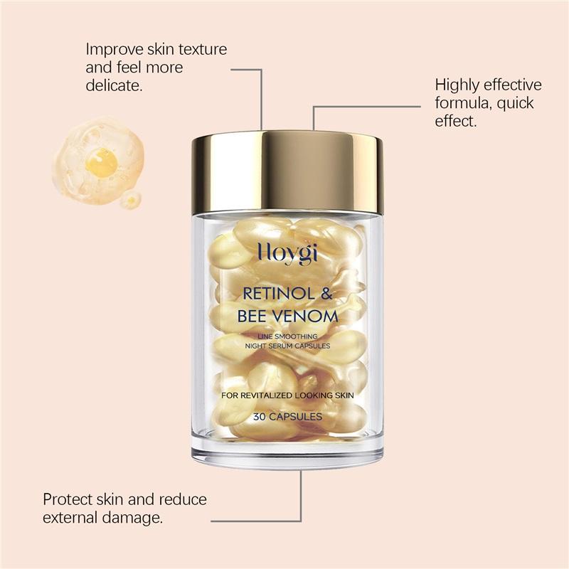Hoygi Retinol Bijengif Gezichtscapsules Hydrateren Gezichtshuid Zachtjes, Verstrakken en Verbeteren Huidkwaliteit, Hydraterende Capsules