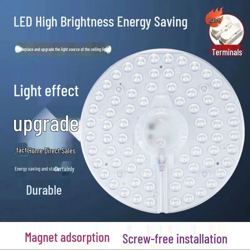 Energy-Saving LED Ceiling Light Panel Retrofit Module - Round Magnetic Light Source for Household