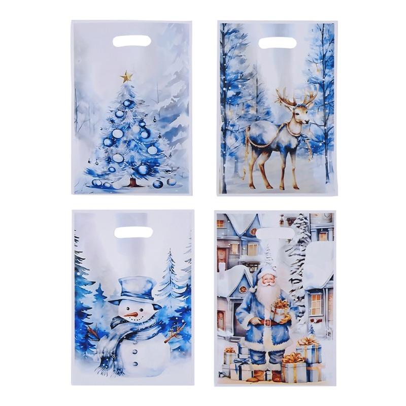 

Christmas Print Gift Bags Pearlescent Candy Packaging Bags Holiday Party Favors Tote Bags for Christmas Gifts and Decorations 1Bag