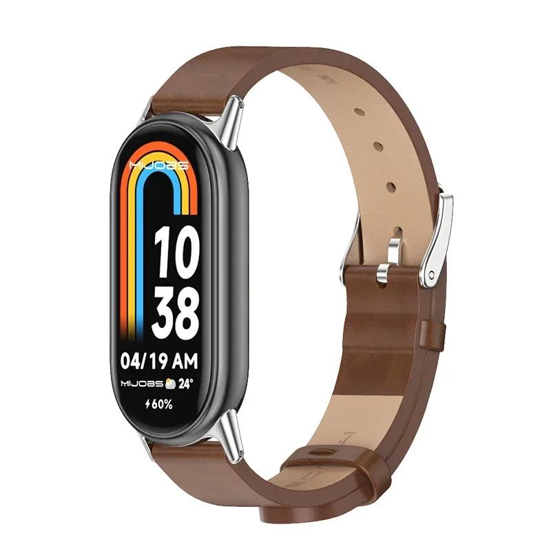 For Mi Band 8 Strap Leather Band For Xiaomi Mi Band9 Wrist Strap Correa Watch Replacement Miband8/9 NFC Sports Bracelet Pulseira