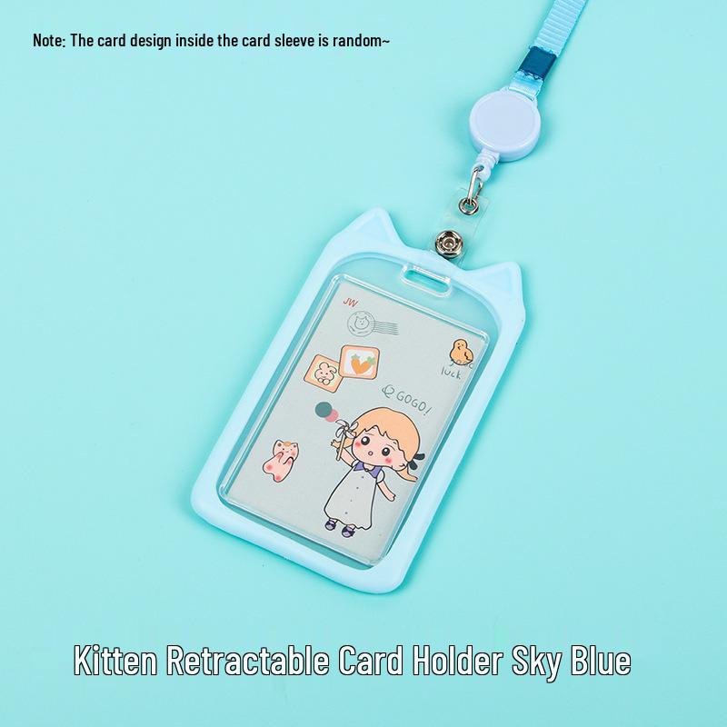 Creative Cartoon ID Card Holder with Lanyard - Cute, Transparent, and Waterproof for Students and Employees