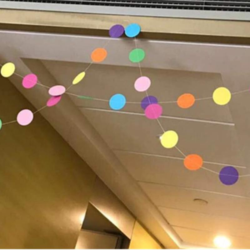 4 Meter String of Round Paper Hanging Decorations Suitable for Party Events and Home Decoration with Multiple Circular Paper Pieces