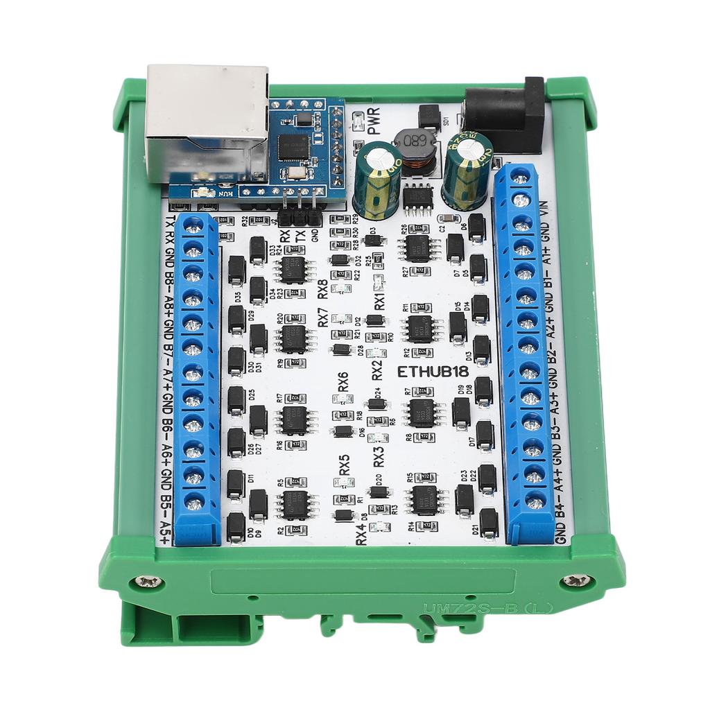RJ45 zu 8 RS485 Hub Konverter TVS Überspannungsschutz 115200BPS Hub-Platine für Sicherheitsüberwachung