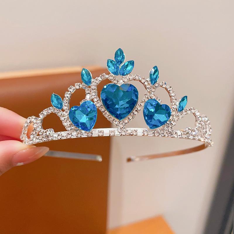 Princess Heart Crystal Rhinestone Crown Headband for Girls - Safe Zinc Alloy Hair Accessory
