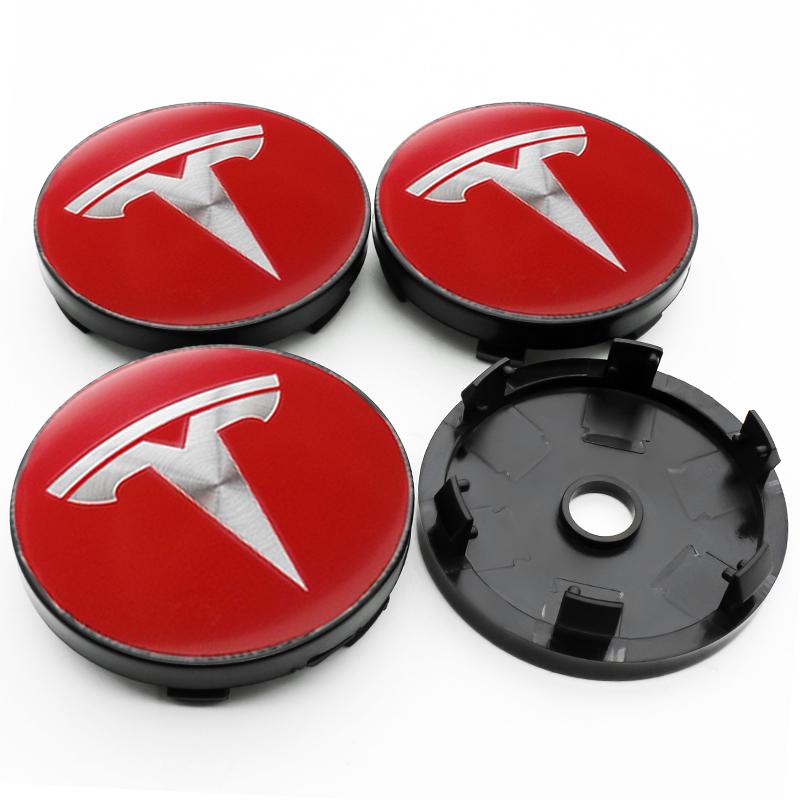 ALL1 4 Stück 56 60mm Auto Radnaben Kappe Reifenkappe 60mm Felgenabdeckung Aufkleber Abzeichen Emblem Zubehör Für Tesla Model 3 Model S X Model Y