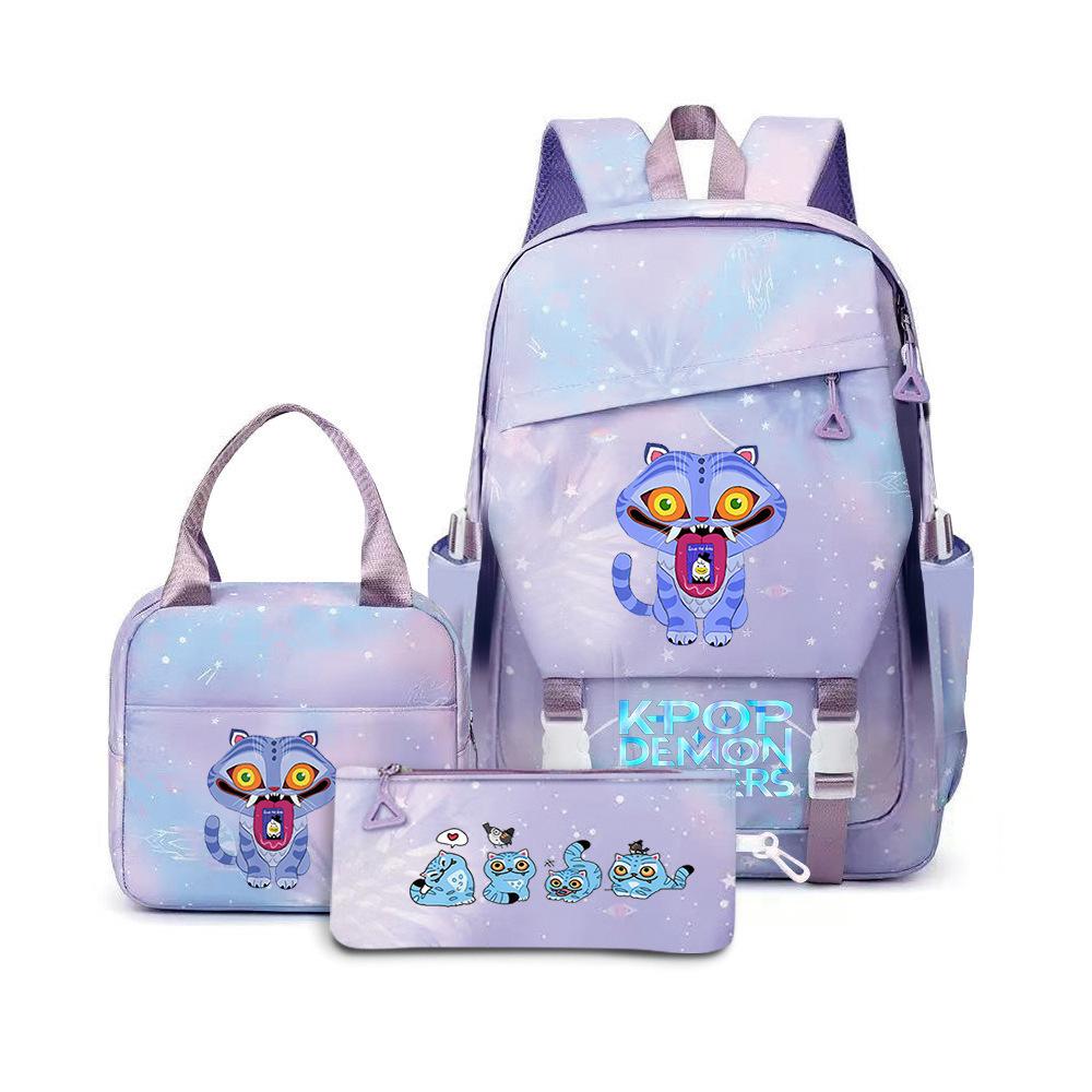 3 Piece School Backpack Set for Students Large Capacity Oxford Cloth Schoolbag with Shoulder Strap and Pencil Case