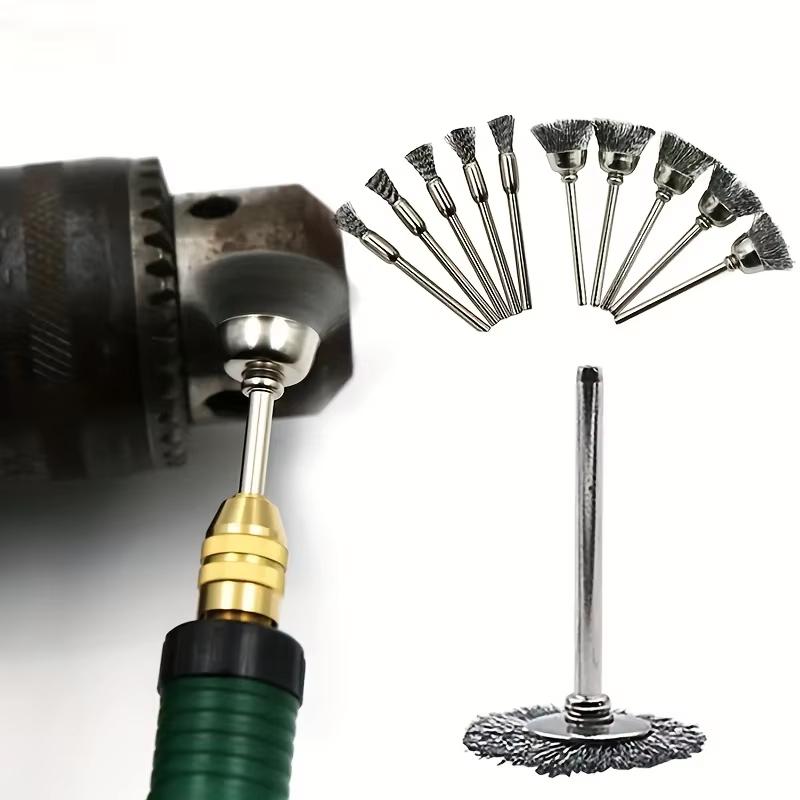 9Pcs Mini Steel Wire Brush Drill Rotary Tool Cleaning Brush Wheel Metal Rust Removal Polishing Disc