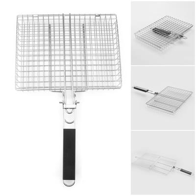 Yousheng Cesta para grelhar peixes e vegetais em aço inoxidável Cesta para grelhar churrasco portátil dobrável para acampamento Grelha para peixes, vegetais e camarão