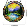 Stained Glass Sun Catcher 8.66 Inch Colorful Round Acrylic Window Hanging with Metal Chain for Study Bedroom Living Room Decor