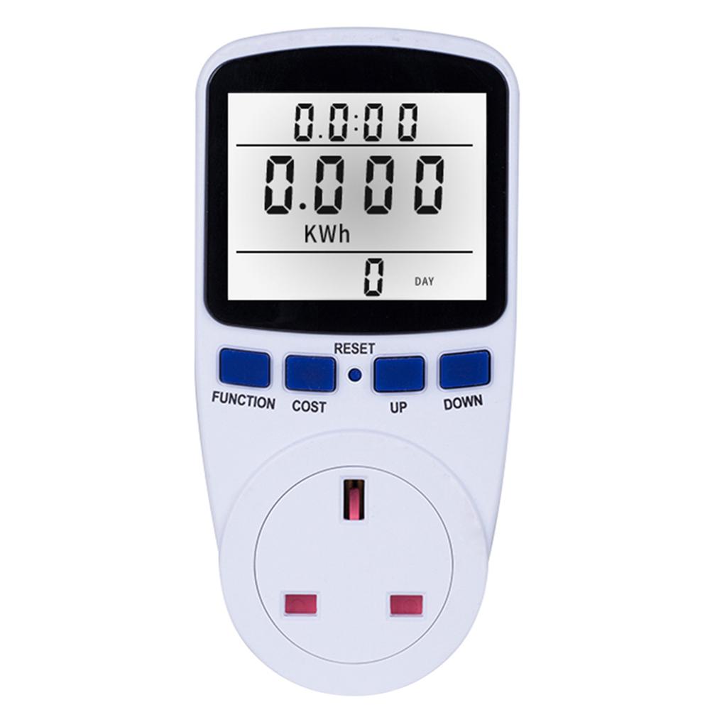 LCD Display Electricity Usage Power Meter Socket Energy Watt Volt Amps Wattage KWH Consumption Analyzer Monitor Outlet--with Backlight AC230V.250V