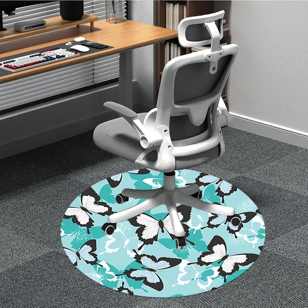 

1pc Butterfly Print Chair Carpet for Office Machine Washable Rug for Office, Good Gift for Family or Friends yy251225175 80cm by 80cm